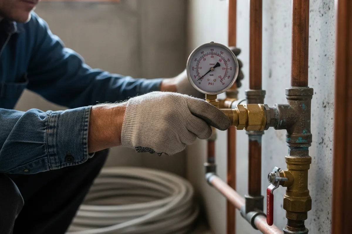 Pressure testing a repaired line during Water Line Repair in Nuremberg